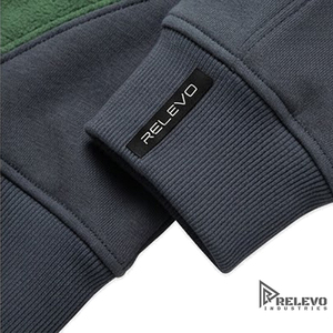 Sweat à capuche personnalisé pour homme, en molleton épais, avec blocs de couleur, logo 3D en relief, vert foncé, style streetwear - Product Image 3