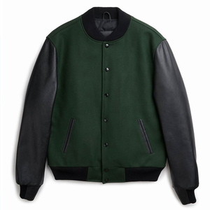 Chaqueta Varsity como Traje de Boda con Detalles Bordados, Mezcla de Lana y Seda, Mangas de Cuero, Uniforme para Padrinos de Boda, Ropa Casual de Otoño - Product Image 1