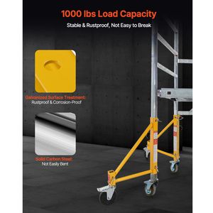 Paquete de 4 Patas de Apoyo para Andamios Estilo Baker con Capacidad de Carga de 450 kg, Acero al Carbono, Accesorio SC, Acoplador SC, Ruedas Giratorias - Product Image 6