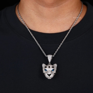 Colgante Cabeza de Pantera - Colgante de Plata 925 con Diamante Moissanita, Colgante de Pantera Audaz y Valiente, Colgante de Animal Hecho a Mano - Product Image 3