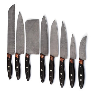 Damascus Steel Chef Knife Set with Leather Cover Premium <b>Kitchen</b> Knife Collection for Home <b>Kitchen</b> Cooking and Restaurant Use - Product Image 6