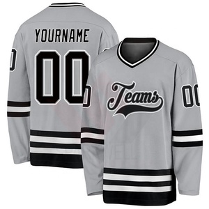 Maillot de hockey sur glace personnalisé, col en V, impression sublimée, motif 3D, maille respirante, manches longues pour homme, 100% polyester, séchage rapide, 280g - Product Image 5