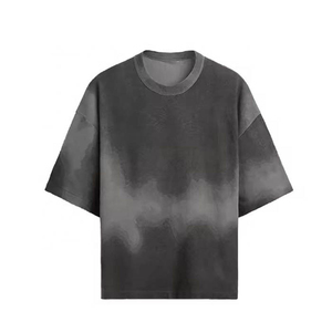 Camiseta de punto de algodón oversize con efecto tie-dye y manga corta para hombre, estilo vintage, con estampado liso, top informal de streetwear, camisetas casuales para hombre - Product Image 3