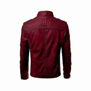 Men's <b>Black</b> Canvas Sherpa PU Moto <b>Jacket</b> Stand Collar Zipper Closure Slim Fit Solid Color Regular Sleeve Winter Motorcycle - Product Image 6