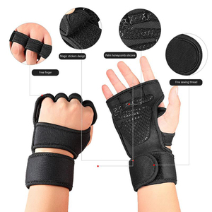 Guantes de Gimnasio de Medio Dedo con Soporte para Muñeca, Transpirables, Ecológicos, de Nailon/Poliéster/Rayón, Resistentes, Antideslizantes, Protección Avanzada - Product Image 3