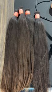 Extensions de cheveux humains Remy brésiliens brun clair, naturels, soyeux et lisses, qualité supérieure, sans perte, texture naturelle - Product Image 3