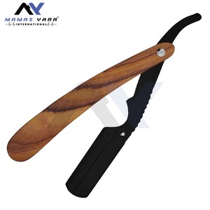 Rasoir de barbier classique à lame droite en acier inoxydable avec manche en bois de rose et lames – Outil de rasage professionnel pour salon - Product Image 2