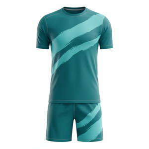 ชุดฟุตบอลยูนิเซ็กซ์พร้อมกางเกงขาสั้น ชุดสองชิ้นรักษ์โลก ชุดกีฬาฝึกซ้อมฟุตบอลแบบยั่งยืน รับผลิตตามแบบ OEM - Product Image 1