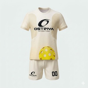 Uniforme de pickleball unisexe 100% polyester, col rond, logo imprimé par transfert thermique sur le devant, séchage rapide, manches courtes, nom d'équipe personnalisé - Product Image 5