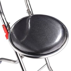 2-in-1 Stainless Steel Folding Chair 187.4 Lbs Capacity Thick Travel Seat Four Leg Walking Stick with Comfortable Cushion - Product Image 6