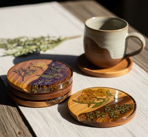 Decorative Wooden And Resin Coasters With River Style <b>Epoxy</b> Design For Premium Interior Decoration - Product Image 3