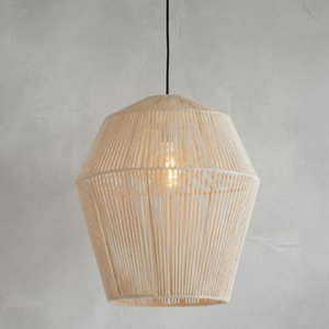 Lámpara Colgante Mediana Campana Bohemian de Cuerda Tejida Blanca con 1 Luz, Estilo Bohemio Global - Product Image 6