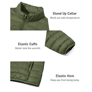 เสื้อแจ็คเก็ตพัฟเฟอร์สำหรับผู้ชายสำหรับฤดูหนาว เสื้อโค้ทน้ำหนักเบา ระบายอากาศได้ดี ทำจากไนลอน กันลม พร้อมวัสดุเคลือบกันน้ำ ขอบเสื้อและปลายแขนแบบยืดหยุ่น - Product Image 6