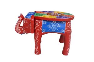 Handmade Wooden Elephant Stool With Colorful Bohemian Design For Indoor <b>Home</b> Decor Living Room Use Stool04 - Product Image 3