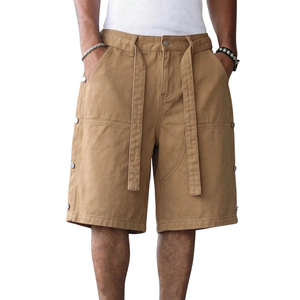 <b>Mens</b> Denim Shorts Casual Knee Length Regular Fit Multiple Pockets Button Details <b>Belt</b> Loops Summer Streetwear Fashion Style - Product Image 1
