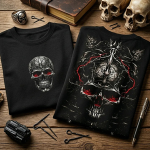 <b>Gothic</b> Skull Printed Men's Black T-<b>Shirt</b> Short Sleeve O-Neck Regular Fit Jersey Cotton - Product Image 6