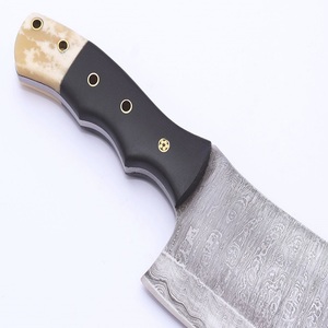 Couteau à viande forgé en acier Damas, couteau de boucher fait main, outil de découpe de cuisine, ambidextre, manche en Micarta et corne, professionnel - Product Image 3