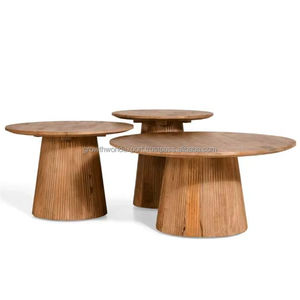 Juego de Mesas de Centro Modernas de Madera Maciza, Mesa Redonda de Madera para Sala de Estar, Juego de Mesas de Centro Minimalistas de Madera Redonda - Product Image 1