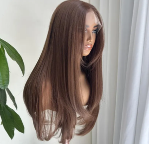 วิกผมแท้สีน้ำตาลเกาลัดแบบตรงหลายชั้น HD Lace Front ราคาโรงงาน  ถอนขนมาแล้ว เส้นผมธรรมชาติ ผมบราซิล - Product Image 3