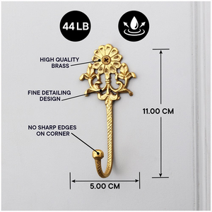 Antique Brass <b>Wall</b> Hook Decorative Floral Coat Hook Vintage <b>Wall</b> Mounted Key Holder for Entryway Bathroom Bedroom Home Decor - Product Image 6