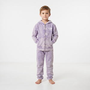 Conjunto Deportivo Informal de Sudadera con Capucha y Cremallera Completa para Niños, Lavado Ácido, 100% Algodón, Ropa Deportiva para Niños y Niñas - Product Image 4