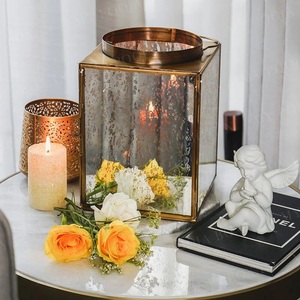 Geometric Mirrored Mercury Glass <b>Lantern</b> <b>Candle</b> Holder Tapered Shape Wedding Home Decoration <b>Candle</b> Holder - Product Image 2