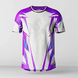 เสื้อวอลเลย์บอลผู้ชายสีม่วงขาวแบบสั่งทำพิเศษ คอวี แขนสั้น ระบายเหงื่อได้ดี ผลิตจากโพลีเอสเตอร์ ชุดทีมสำหรับผู้ใหญ่ - Product Image 1