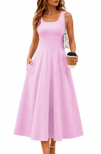 <span class=keywords><strong>Abito</strong></span> Vintage Senza Maniche da Donna con Scollo Quadrato, Vestito Fluido a Trapezio <span class=keywords><strong>per</strong></span> Serate, Cocktail Party, Vacanze e Spiaggia - Product Image 3