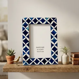 Handmade Blue Geometric Resin Eco-Friendly Durable Lightweight <b>Photo</b> <b>Frame</b> Vertical Wall <b>Mount</b> Trendy Picture Holder - Product Image 2