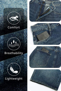 Short en jean pour homme de qualité supérieure, respirant, déchiré, brodé, pour le fitness et les loisirs en extérieur, double face, vente en gros - Product Image 5