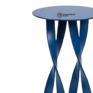 Modern Blue Iron Metal <b>Stool</b> with Twisted Legs Round Top Contemporary Designer Bar <b>Stool</b> Industrial Seating for Home Cafe - Product Image 5