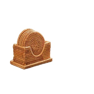 Pcs indiens faits à la main ensemble sous-verres en rotin en osier avec support thé mer herbe sous-verres napperons en rotin sous-verres ensemble avec support - Product Image 1