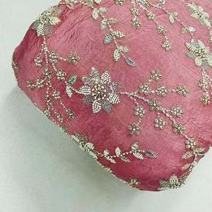 Tela de Lujo con Bordado de Cuentas, Diseño Artesanal con Patrón de Cuentas, Vestido de Novia, Saree, Dupatta, Material Textil Premium - Product Image 4