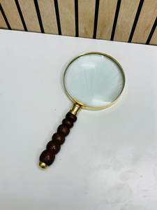 4'' Handheld Magnifying Glass with Beaded Wooden Handle & Brass Frame | Optical Glass <b>Reading</b> and Inspection <b>Magnifier</b> - Product Image 5