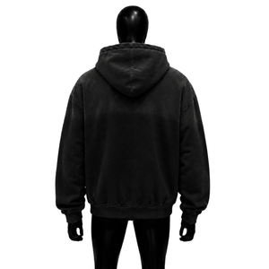 Sweat-shirt à capuche zippé noir pour homme, coupe oversize, décontracté, en coton tricoté, respirant, pour l'hiver, brodé, style mode - Product Image 2