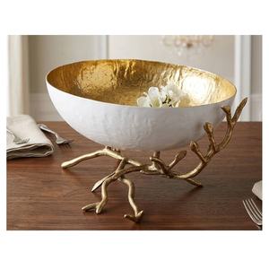 Nuevo Centro de Mesa Decorativo de Lujo con Base Dorada y Tazón Blanco Pulido, para Servir Comida, de Aluminio, para el Hogar - Product Image 4