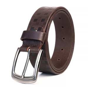 Ceinture pour homme en cuir de vache véritable, à boucle carrée en acier massif, pour jeans décontractés, haute résistance, écologique, légère, vente en gros - Product Image 4