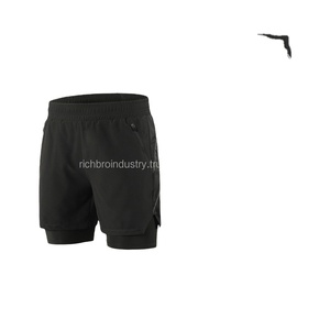 Short de course respirant 2 en 1 pour homme, pantalon de sport d'été pour le yoga, le jogging, le vélo tricoté en polyester 100% - Product Image 3