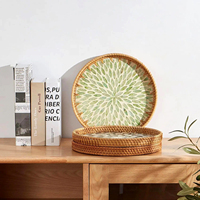 Panier de rangement en rotin du Vietnam avec incrustation de nacre, écologique, couleur personnalisable, usage polyvalent, haute qualité, marque VINACRAFT