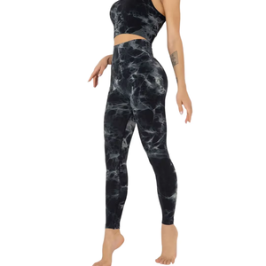 Conjunto de yoga para mujer: Sujetador deportivo de malla con aberturas y leggings sin costuras de talle alto, conjunto deportivo de dos piezas para entrenamiento. - Product Image 3