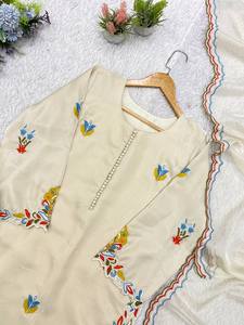 Vestido Elegante para Mujer, para Todas las Temporadas, con Bordado, Pantalón y Dupatta, Sin Arrugas, de Secado Rápido, para Bodas/Uso Casual - Product Image 5