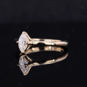 Anillo de Boda CONCEPTION de Plata 925 con Moissanita Corte Marquesa en Oro Blanco/Amarillo/Rosa de 10k/14k/18k para Mujer - Product Image 3