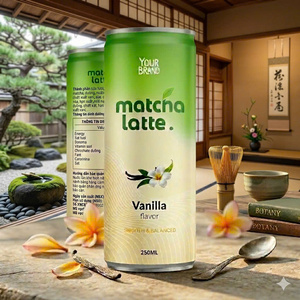 Vente en gros de latte au matcha aromatisé naturellement en canette d'aluminium de 250 ml, sans sucre, 100% pur, marque privée, 8% Brix, origine Vietnam, réfrigéré, 24 unités - Product Image 1