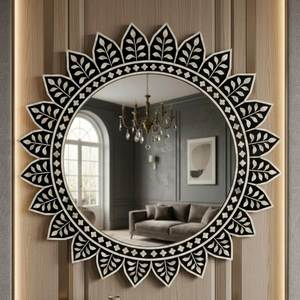 Cadre de miroir décoratif unique en os incrusté, qualité supérieure, fait main, pour les intérieurs de bureaux, hôtels et restaurants, au prix de gros - Product Image 2