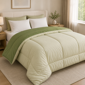 Edredón Reversible de Microfibra de Doble Tono Verde Oliva y Verde Salvia de Primera Calidad, 250 GSM |   Ropa de Cama Suave y Ligera para Todas las Estaciones - Product Image 1