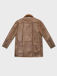 เสื้อแจ็คเก็ตหนังเทียมสีน้ำตาลพร้อมปกขนสัตว์ Henri - Product Image 2