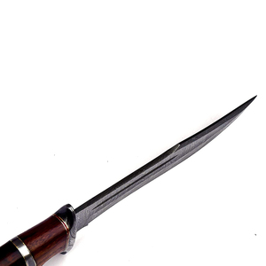 Cuchillo de Caza Hecho a Mano de Acero de Damasco con Funda de Cuero, Herramienta Utilitaria para Campismo, Senderismo y Actividades de Supervivencia - Product Image 2