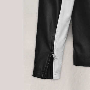 Blouson en cuir élégant pour homme, imperméable, col montant, style moto, durable - Product Image 5