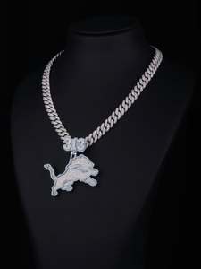 Colgante de Perla de Agua Dulce con Logotipo Personalizado, Amuleto de León, Joyería para Hombre, Tono Plateado, Regalo para Fanáticos del Equipo - Product Image 2