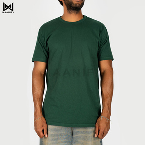 T-shirt Homme Vintage Vert Délavé à l'Acide, Coupe Ample Streetwear, Col Côtelé Épais, Personnalisable MAANIFY - Product Image 3